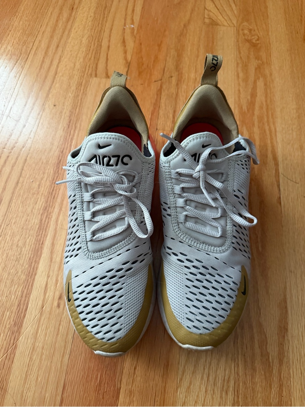 Nike Men’s Athletic Sneakers in Light Gray and Gold Accent